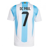 Camisa de Futebol Argentina Rodrigo De Paul #7 Equipamento Principal Copa America 2024 Manga Curta